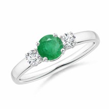 ANGARA Classic Emerald and Diamond Three Stone Engagement Ring - £726.77 GBP