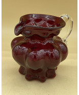 Hand Blown Ruby Art Glass Melon Shape Pitcher Creamer Vintage 4.5” - $677.21 MXN