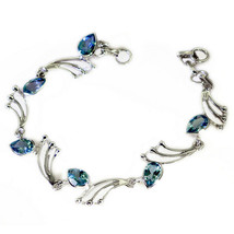 classy Blue Topaz 925 Solid Sterling Silver Blue Bracelet genuine supplies US - £42.06 GBP