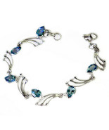 classy Blue Topaz 925 Solid Sterling Silver Blue Bracelet genuine suppli... - $52.46