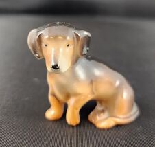 Vtg Hand Painted Miniature Dachshund Figurine Ceramic Mid-Century Seated... - $15.95