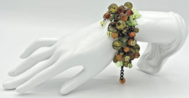 Vintage French Glass Autumn Fall Themed Beaded Bracelet SKU PB73 - £180.98 GBP