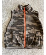 Carters Boys Brown Camouflage Fleece Full Zip Vest Orange 12 Months - $5.88