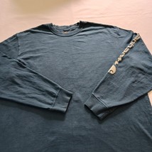 Carhartt Crewneck Men’s Teal Blue Cotton Shirt Long Sleeve Size XL image 6