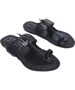 Mens Kolhapuri Leather chappal handmade Jesus Flat ethnic BOHO US size 7... - $38.81