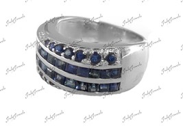 Blauer Saphir Ehering Saphir Hochzeit Ring für Ihn 3 Karat Saphir Silber - £117.34 GBP