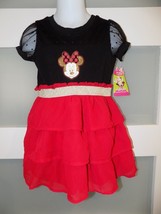 DISNEY RED &amp; BLACK MINNIE MOUSE DRESS SIZE 2T GIRL&#39;S NEW - £17.15 GBP