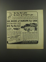 1956 Renault 4CV Car Ad - The key that opens the heart of Europe to you - £14.45 GBP
