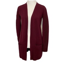 New Devotion by Cyrus Cardigan Womens Small Burgundy Red Ribbed Open Knit  - £19.03 GBP