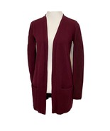 New Devotion by Cyrus Cardigan Womens Small Burgundy Red Ribbed Open Knit  - £18.75 GBP