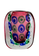 Murano Italy Luigi Onesto 11&quot; Tall Over 17&quot; Pound Colorful Sommerso Glass Vase - £930.96 GBP