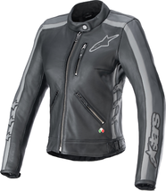 ALPINESTARS Stella Dyno Leather Jacket - Black Tar Gray/Dark Gray - XS 3113924-1 - £411.62 GBP