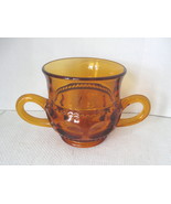 Vintage King&#39;s Crown Thumbprint Amber Glass Open Sugar Bowl with Two Han... - $13.71 CAD