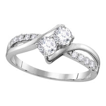 10kt White Gold Round Diamond 2-stone Bridal Wedding Engagement Ring 1/2... - $949.00