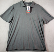 Russell Polo Shirt Men Size Large Gray Polyester Short Casual Sleeve Sli... - £14.05 GBP