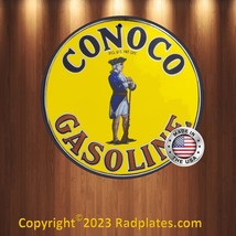 Conoco Oil and Gasoline Vintage Design Sign Metal Decor Gas and Oil Sign - $17.79