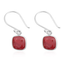 Ruby (Color Enhanced) Sterling Silver Earrings TGW 4.75 cts. Brand New!  #JE1011 - £22.32 GBP