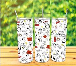 New 20 oz Cartoon Snoopy theme insulated Tumbler with sliding lid and straw - $19.80