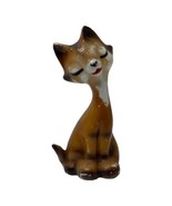Vintage Retro Cute Cat Kitten With Eyes Closed Ceramic Figure Kitchy - £11.03 GBP