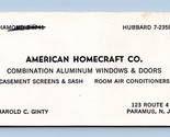 American Homecraft Company Aluminum Windows &amp; Doors Vtg Business Card NJ... - $8.86