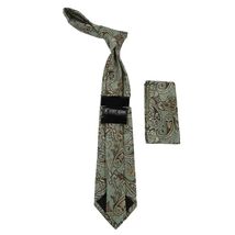 Men's Stacy Adams Tie and Hankie Set Fancy Woven Silky Satin #SAT55 Green image 2