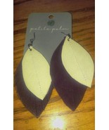 Petite Palm Feather Double Color Dangle Earrings New Unused Haiti - £9.50 GBP