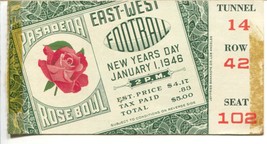Rose Bowl NCAA Football Game Ticket Stub 1/1/1946-Rose Bowl-Seat #102-VG - £64.47 GBP