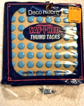 62 Vtg BLUE “Saf-T-Hed” Thumb Tacks NEW and Sealed RETRO Deco Room Offic... - $9.89