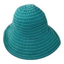 Kathy Jeanne Teal Bucket Hat – Woven Striped Summer Sun Hat – 15&quot; Circum... - $16.00