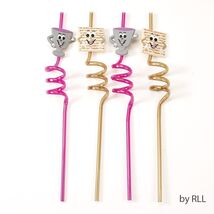 Passover Set of 4 Purple and Brown Unique Holiday Pesach Sipping Straws - $9.89