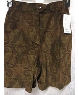 Escada Vintage Shorts Margaretha Ley Brown Paisley Velour Bermuda Size 3... - $99.00