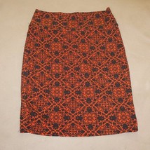 LulaRoe Cassie Skirt Orange With Navy Floral Pattern Size L - £13.15 GBP