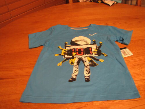 Boys Youth 2 toddler Nike baseball blue glow sports TEE T shirt TEE NEW ... - $6.24