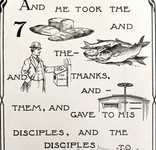 1901 Bible Passage Matthew 15:36 Victorian Word Symbol Puzzle Religious ... - $19.99