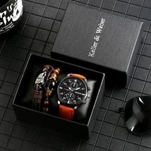 Personality Men&#39;s Watch Bracelets Gift Set Luxury Leather Quartz Date Watches wi - £55.46 GBP+