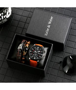Personality Men&#39;s Watch Bracelets Gift Set Luxury Leather Quartz Date Wa... - $1,332.57 MXN+