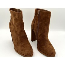 Forever 21 Boots Women’s Brown Faux Suede Ankle Boots Zipper Block Heels... - $468.09 MXN