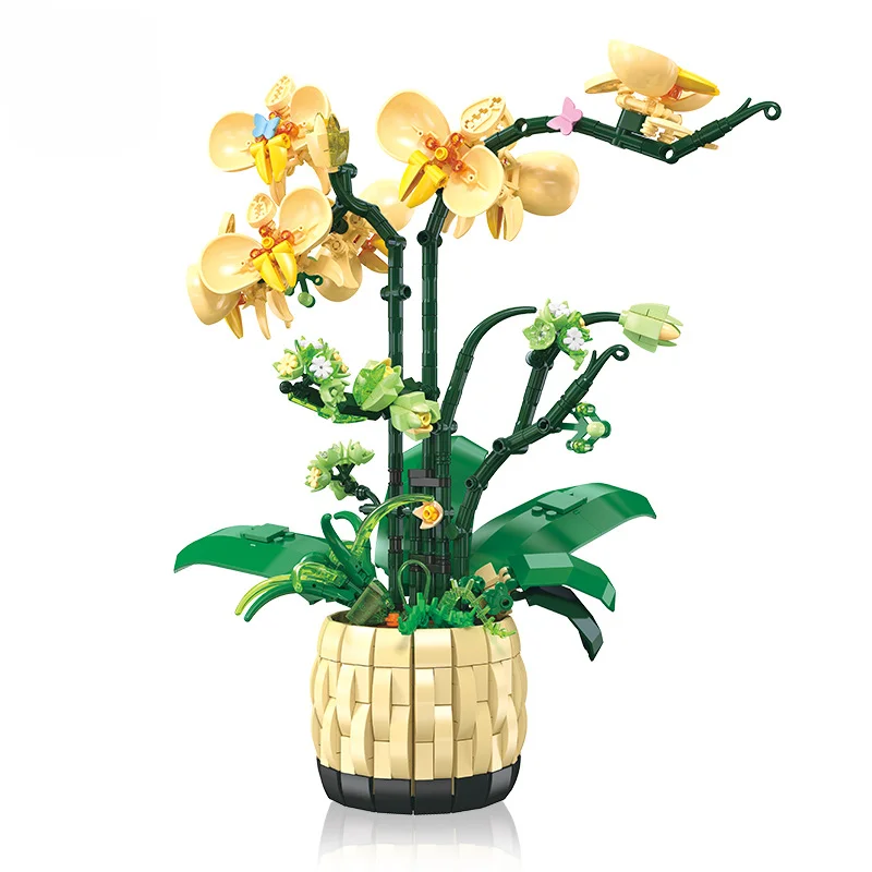 Orchid potted tabletop model gift girl pieced together assembly building... - $42.00