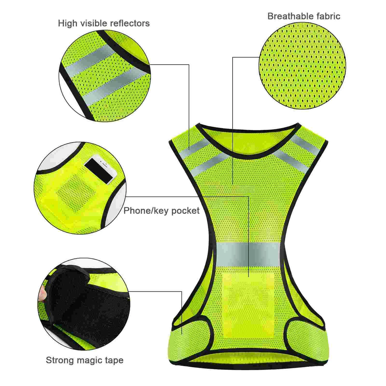 Luciffer Yellow Reflective Safety Vest for Running, Jogging, Walking, and Biki - £14.29 GBP