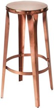 Bar Stool Industrial Backless Circular Top Copper Distressed Iron - £353.32 GBP