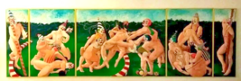 Francisco Palomares 5 Panel Oil Painting &quot;The Naked Tragedy of Comedy&quot; 1984 - £13,589.55 GBP