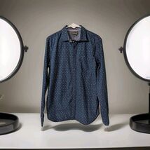 Denim &amp; Flower Men's Long Sleeved Navy/White Dress Shirt Slim Fit Size L... - $14.84