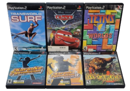 Sony PlayStation 2 PS2 Bundle 6 Game Lot Karaoke Tetris Cabelas Surf Disney Cars - £11.07 GBP