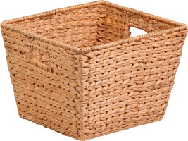 Honey-Can-Do Sto-02884 Tall Square Water Hyacinth Basket Bin, Large, 15, Natural - £32.13 GBP