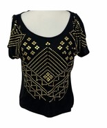 NEW Women&#39;s Almost Famous Black Embellished Cold Shoulder Top Size M - $19.18 CAD