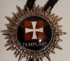 Knights Templar Bolo Necklace Tie -  White Cross on Red Templar Under image 1