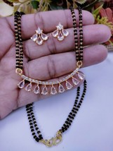 Gold Plated Indian Black Bead Mangalsutra Choker Chain AD CZ Women Jewelry Set - £15.17 GBP