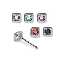 5PCs 925 Sterling Silver Round CZ Pyramid Shaped Jewelled Nose Straight stud 22G - £29.76 GBP