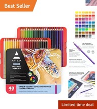 Vibrant 48 Colored Pencils Set in Tin Box - Professional Art Supplies fo... - $36.00