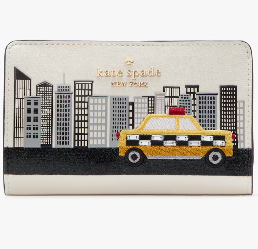 Kate Spade NYC Big Apple Taxi Medium Wallet Meringue KJ058 White $229 Ivory F